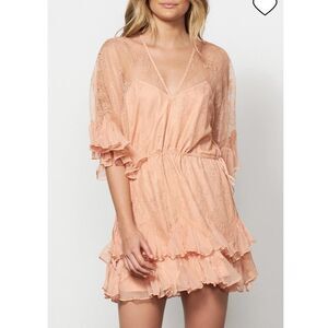 Revolve Stevie May Arid Dreams Mini Dress Lace Apricot XS